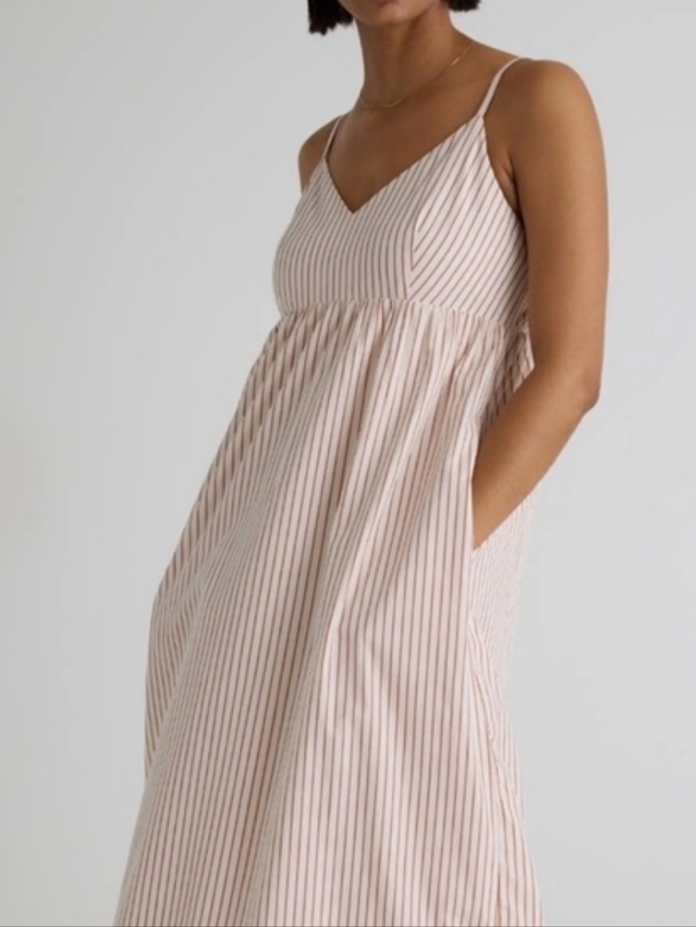 Quince Organic Cotton Sleeveless Maxi Terracotta Stripe Dress - Picture 2 of 9